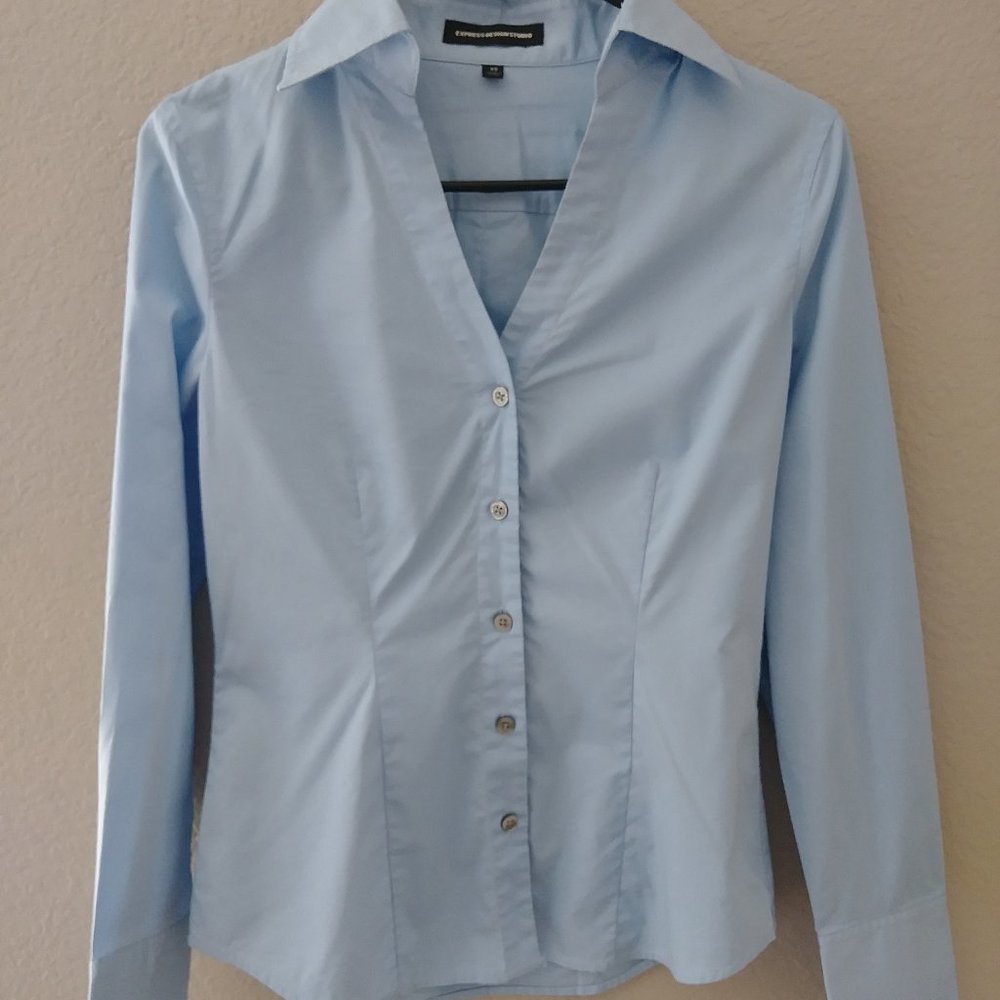 Express Button Down Long Sleeve Shirt Blouse XS